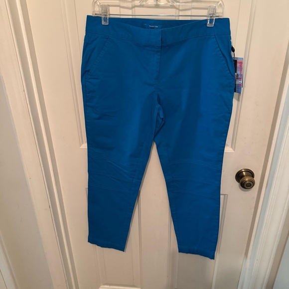 Derek Lam Pants - Derek Lam NWT Size 8 Turquoise Pants with Sleek Knee Motorcycle Seaming